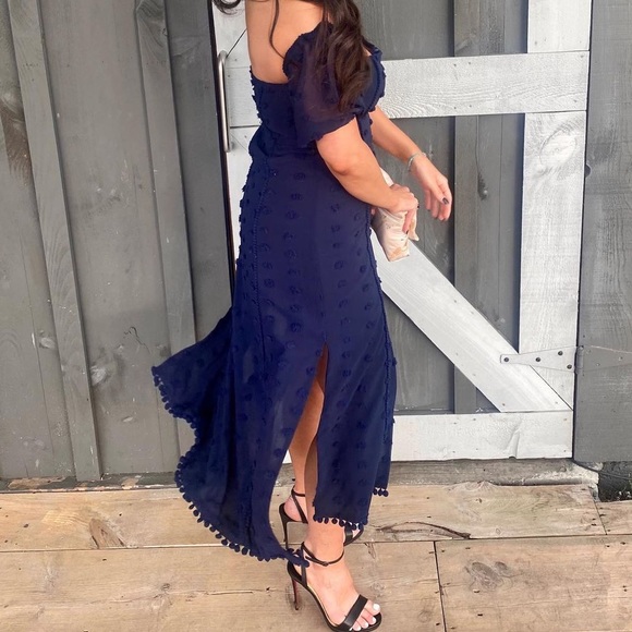 Navy dress w Pom poms - Picture 2 of 2